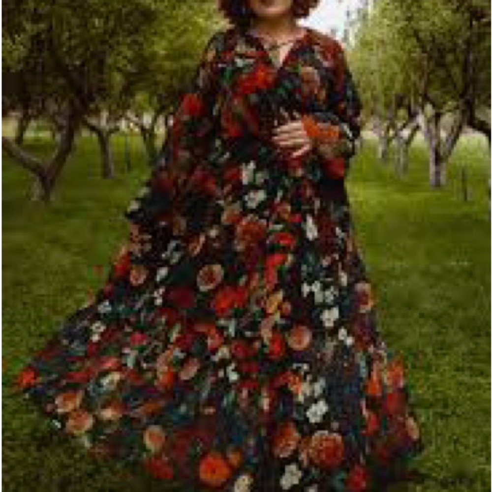 Ivy City Co Floral Long Sleeve Dress - Black and Red